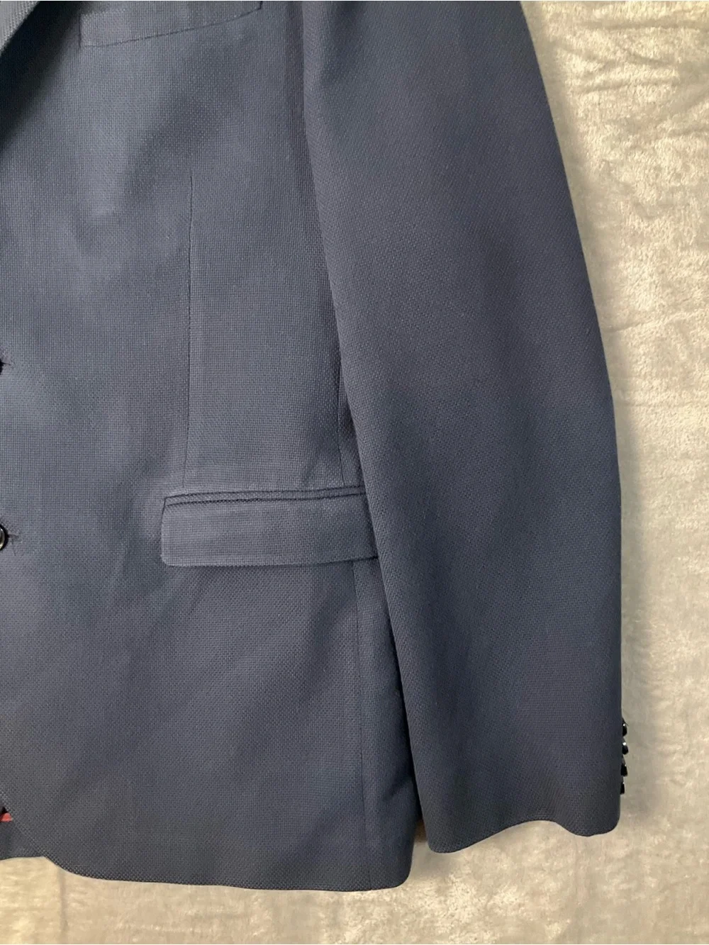 Express Photographer Men's Large Navy Two-Button Sports Coat Slim Fit